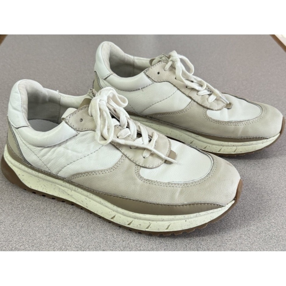 Madewell Kickoff Trainer Shoes Women's 10 White Tan Leather Platform Sneakers